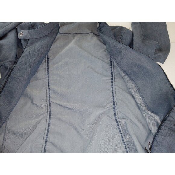 Lafayette 148 Womens Jacket Blue Ruched Utility Buckle Crew Neck Full Zip Size 8 - Picture 7 of 15